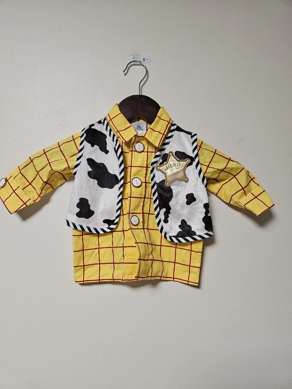 Disney Yellow Plaid Sheriff Costume Shirt with Cowprint Vest